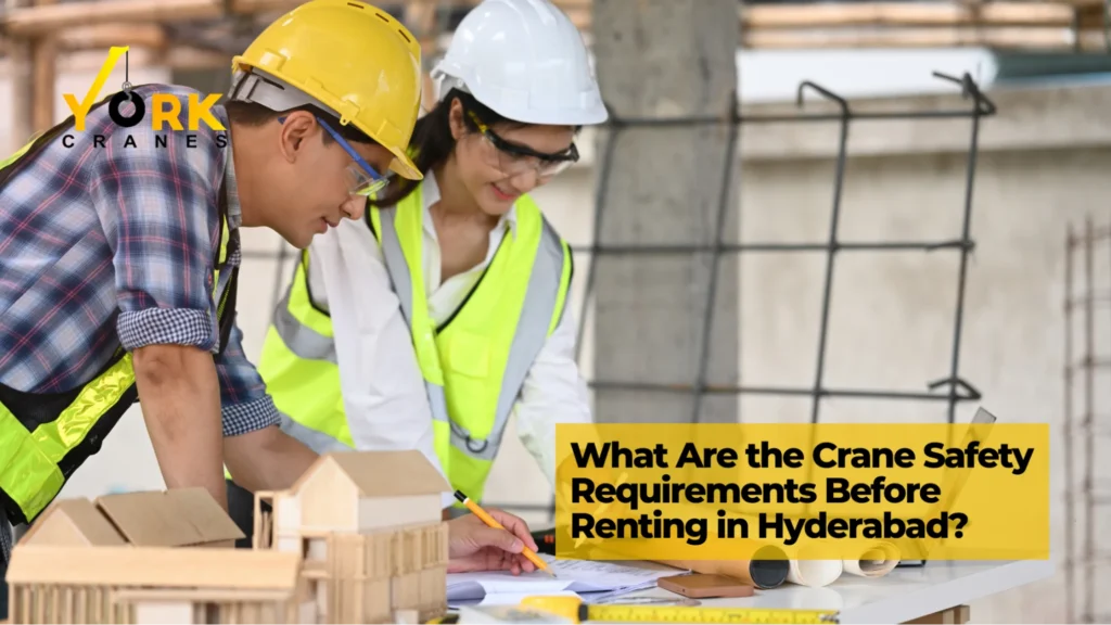 Crane safety checklist before hire showing equipment inspection, load capacity verification and safety compliance checks before crane rental in Hyderabad