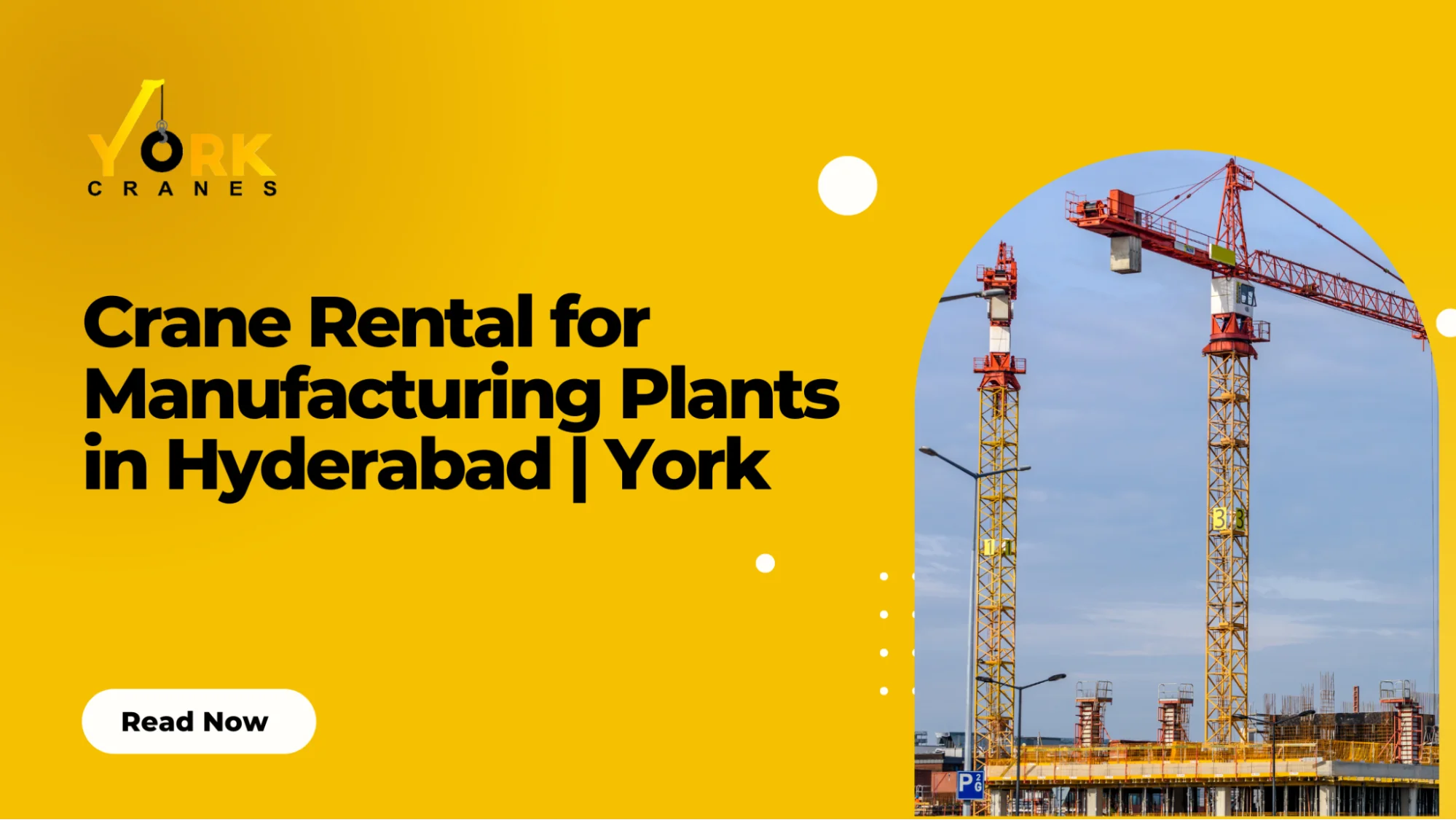 Industrial crane rental in Hyderabad lifting heavy machinery at a manufacturing plant for installation, maintenance and factory operations.