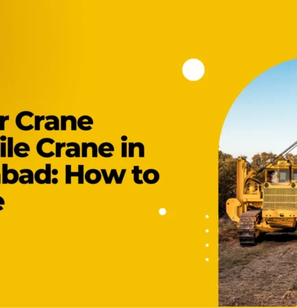 A crawler crane and a mobile crane working at a construction site to compare crawler crane vs mobile crane in Hyderabad.