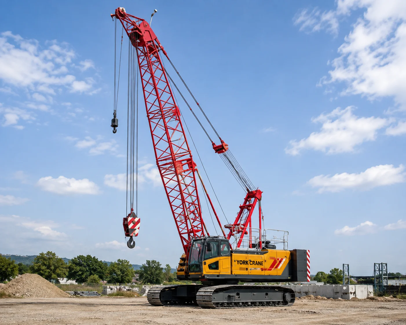 An 80 ton crawler crane rental for heavy lifting projects across India.
