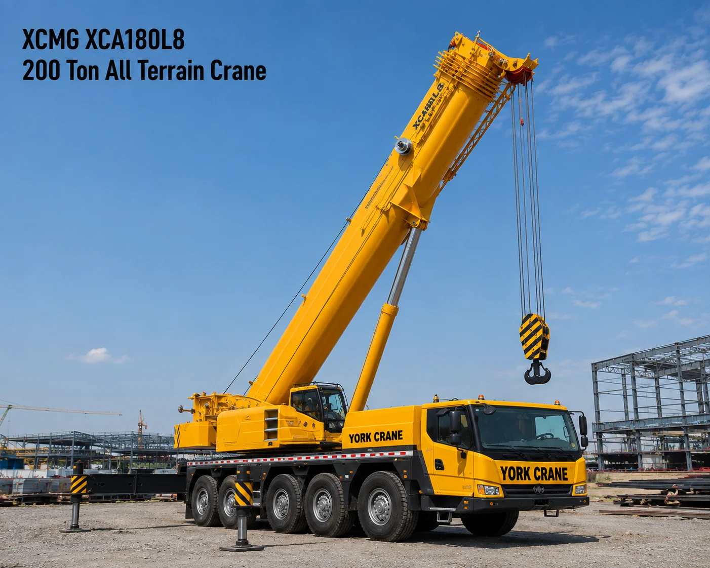 The XCMG XCA180L8 200 ton all terrain crane provides high-performance lifting for construction, industrial, and infrastructure projects across India.