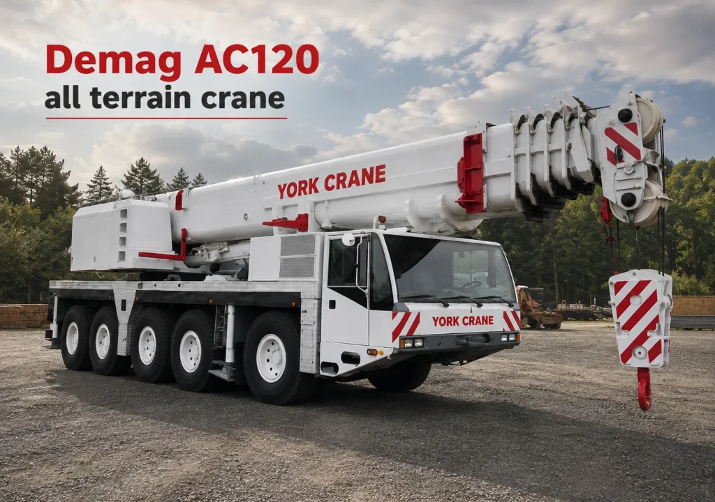 The Demag AC120 all terrain crane India offers 150 ton lifting capacity for demanding construction and industrial projects.